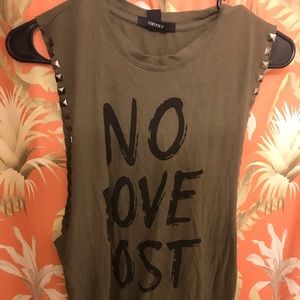 Forever 21 “ No love lost” studded muscle tee